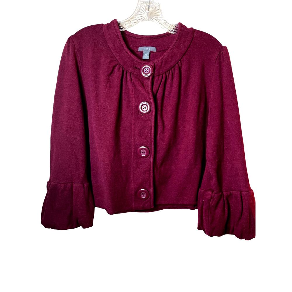 Apt 9 Cropped Bell Sleeve Burgundy Blazer Size XL